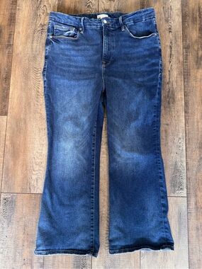 Good American Always Fits Flare Jeans | Deep Blue | Size 14-18